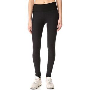 Plush Size S Fleece Lined Cotton Yoga Leggings with Hidden Pocket Black